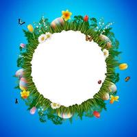 Decorated easter eggs with nature background vector