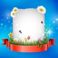 Decorated easter eggs with nature background vector