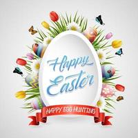 Decorated easter eggs with nature background vector