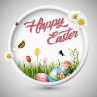 Decorated easter eggs with nature background vector