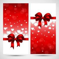 Valentines day greeting card with cut out heart, ribbon on ornate two colors background. vector