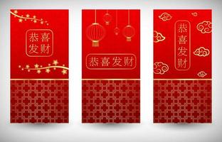 Happy Chinese New Year card with words. Chinese character mean happy new year vector