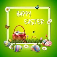 Decorated easter eggs with nature background vector