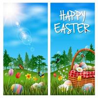 Beautiful nature background with easter egg vector