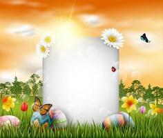 Beautiful nature background with easter egg vector