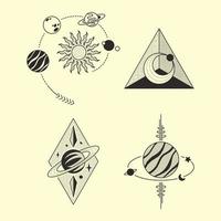 Cool Minimalist Tattoo Outerspace vector