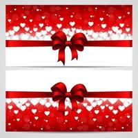 Valentines day greeting card with cut out heart, ribbon on ornate two colors background. vector