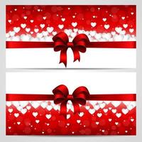 Valentines day greeting card with cut out heart, ribbon on ornate two colors background. vector