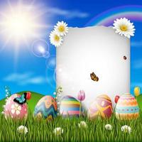 Beautiful nature background with easter egg vector