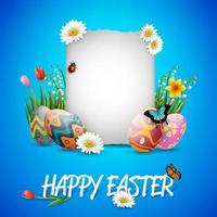 Decorated easter eggs with nature background vector