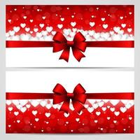 Valentines day greeting card with cut out heart, ribbon on ornate two colors background. vector