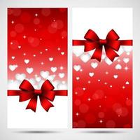 Valentines day greeting card with cut out heart, ribbon on ornate two colors background. vector