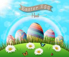 Beautiful nature background with easter egg vector