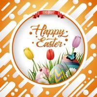 Decorated easter eggs with nature background vector