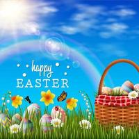 Beautiful nature background with easter egg vector