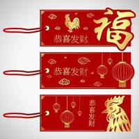 Happy Chinese New Year card of the rooster with words. Chinese character mean happy new year vector