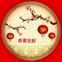 Happy Chinese New Year card with words. Chinese character mean happy new year vector