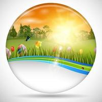 Beautiful nature background with easter egg vector