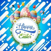 Decorated easter eggs with nature background vector