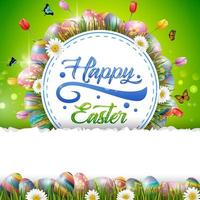 Decorated easter eggs with nature background vector