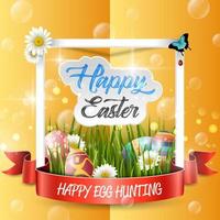 Decorated easter eggs with nature background vector