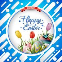 Decorated easter eggs with nature background vector