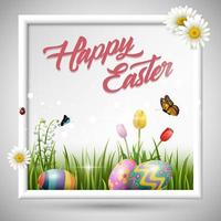 Decorated easter eggs with nature background vector