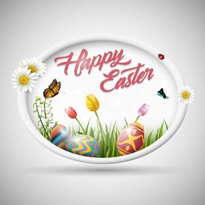 Decorated easter eggs with nature background