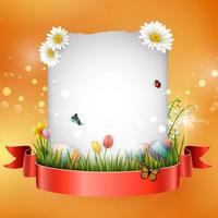 Decorated easter eggs with nature background vector