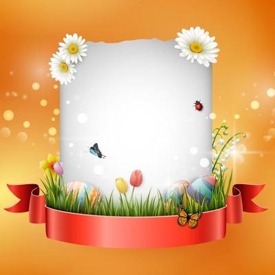 Decorated easter eggs with nature background