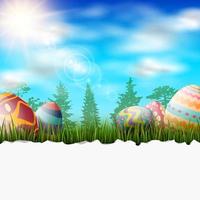 Beautiful nature background with easter egg vector