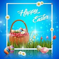 Decorated easter eggs with nature background vector