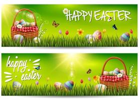 Beautiful nature background with easter egg vector