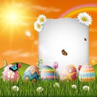 Beautiful nature background with easter egg vector