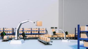 AI Robot arm Object for manufacturing industry technology Product export and import of future Robot cyber in the warehouse by hand mechanical future technology photo