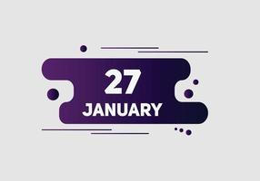 january 27 calendar reminder. 27th january daily calendar icon template. Calendar 27th january icon Design template. Vector illustration