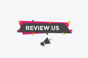 Review us Start now button. Review us User rating social banner promotion. Review Us text social media template vector