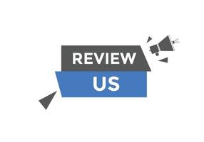 Review us Start now button. Review us User rating social banner promotion. Review Us text social media template vector