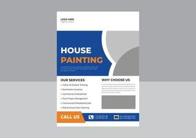 Paint service flyer design template. House paint services flyer design. Commercial real estate painting service poster leaflet design. cover, flyer design. vector