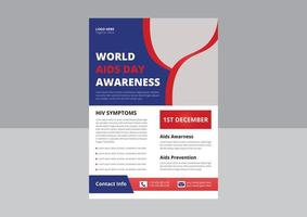 World AIDS Day or HIV Virus Poster or Flyer Design Template. HIV or AIDS Prevention flyer leaflet design. cover, poster, a4 size, flyer design. vector