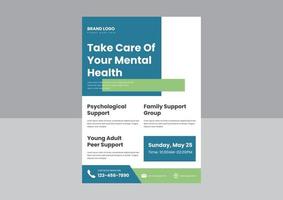 mental support flyer poster design template. take care of your mental health flyer poster design template. vector