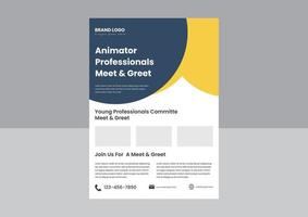 meet and greet flyer poster design template. meet eat and greet with professionals flyer poster design template. vector