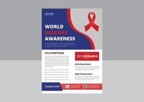 World AIDS Day or HIV Virus Poster or Flyer Design Template. HIV or AIDS Prevention flyer leaflet design. cover, poster, a4 size, flyer design. vector