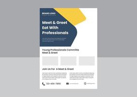 meet and greet flyer poster design template. meet eat and greet with professionals flyer poster design template. vector