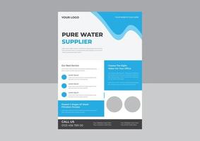 Pure water flyer design, Clean safe water poster design, Water refilling service flyer design. Drink pure water poster template. vector