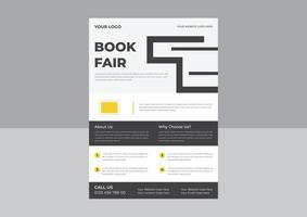 Bookstore flyer design template,  bookshop, library, book lover, e-book, education. A4 vector illustration for poster, banner, advertising, cover.