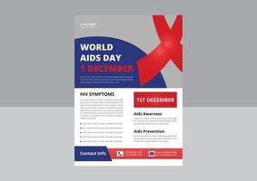 día mundial del sida o cartel del virus vih o plantilla de diseño de volante. diseño de folleto de prevención del vih o sida. portada, afiche, tamaño a4, diseño de volante. vector