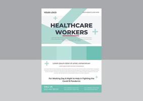 Appreciation for Health Care workers Flyer, Service and Sacrifice amid corona virus Flyer, Appreciation for essential worker, Thank you to all the healthcare heroes Template. vector