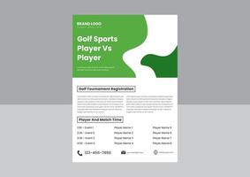 plantilla de póster de volante deportivo de campo de golf. plantilla de diseño de volante de cartel de evento deportivo de golf. plantilla de diseño de volante de evento deportivo. vector