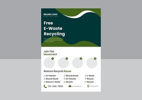 earth day recycling event flyer poster design template. free waste recycling event flyer poster design template. vector